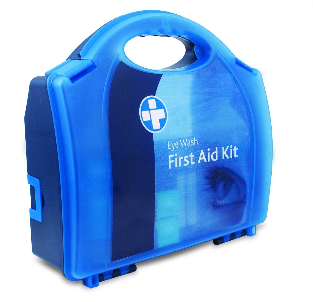 DOUBLE EYE WASH STATION IN BLUE AURA BOX Safety Signs & Supplies Uk